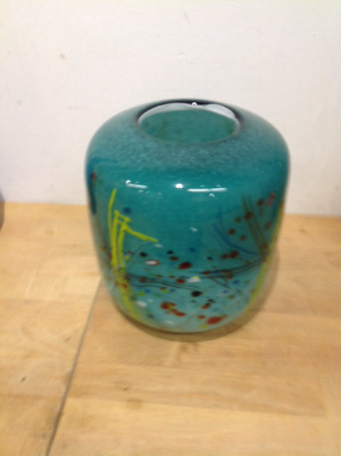 Vase- 9" Green Confetti Art Glass