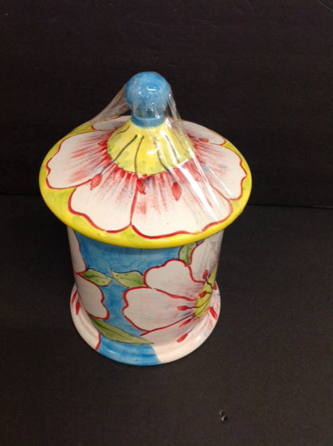 Blue/Yellow/Red Painted Ceramic Urn
