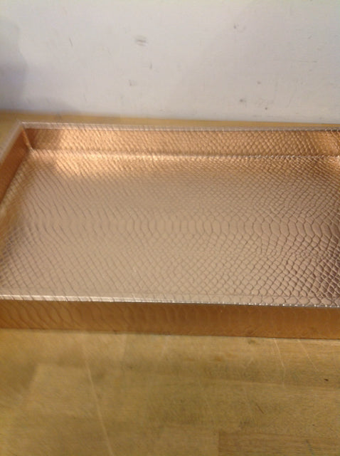 Tray- 18" Champagne Faux Croc