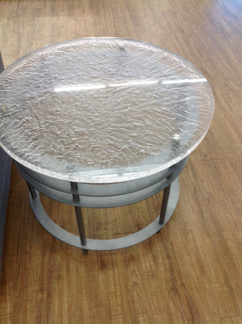 Coffee Table- Round Bubble Glass & Metal