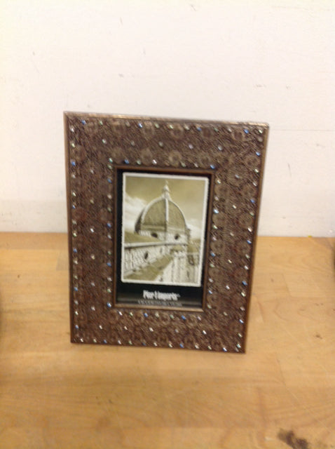 Photo Frame- 4" X 6" Bronze Metal Stones