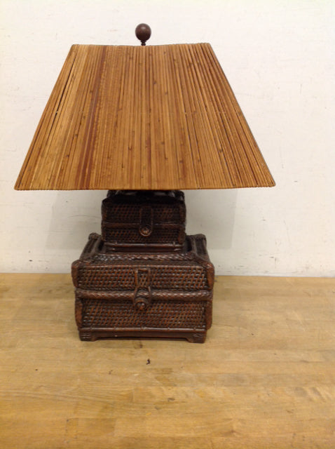 27" Stacked Resin Wicker Suitcase Lamp w/Shade
