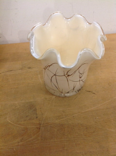 Vase-.5" White Art Glass