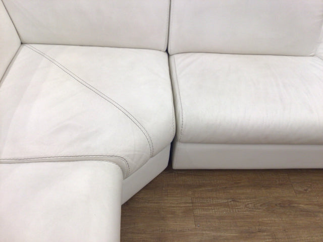 AS-IS Incanto Italian White Leather 4 PC Power Reclining Sectional