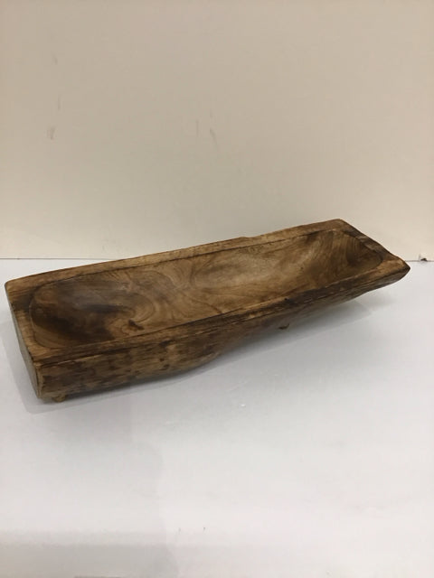 Wood Carved Baguette Dough Bowl