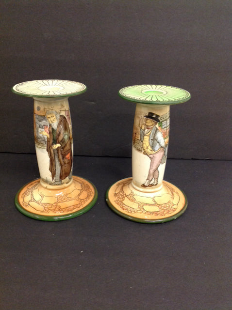 Pair Royal Doulton Mr Pickwick & Hagin Candle Holders