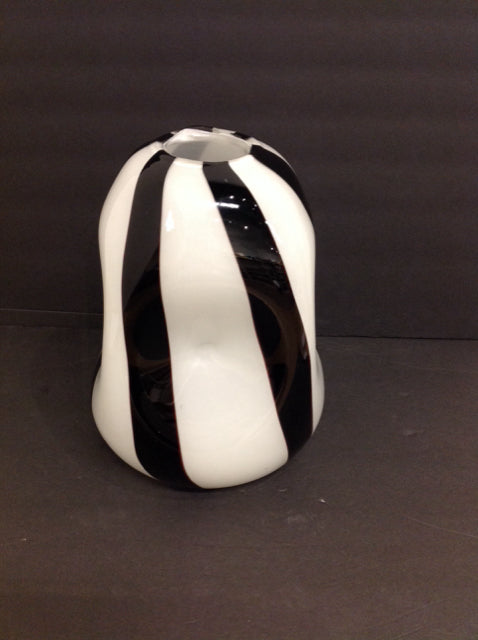 11" Brown/White Striped Abstract Glass Vase