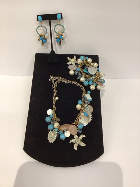 Ocean Themed Bracelet Necklace Earrings Set