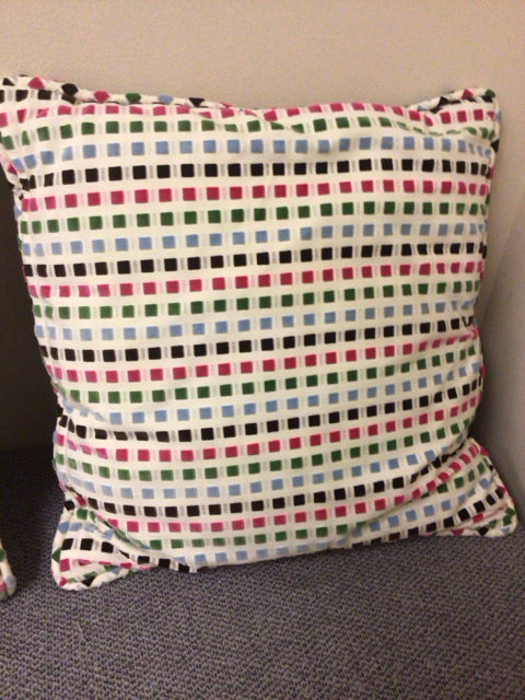 Cream Multi Color Block Pattern Pillow