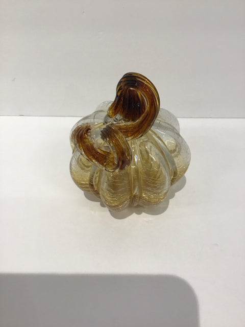 5" Art Glass Abstract Pumpkin w/Stem