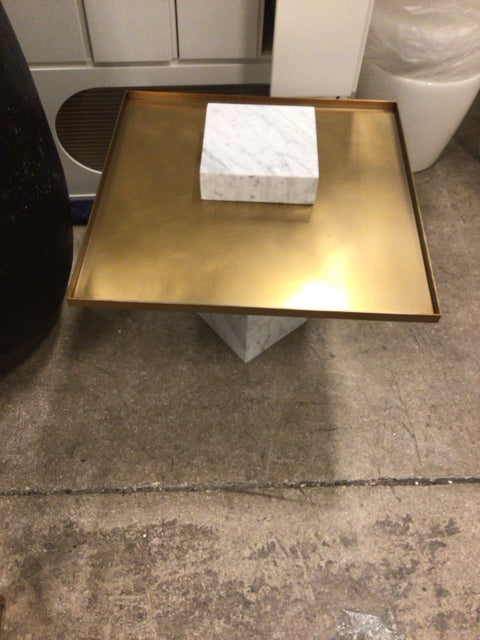 White Marble Base End Table