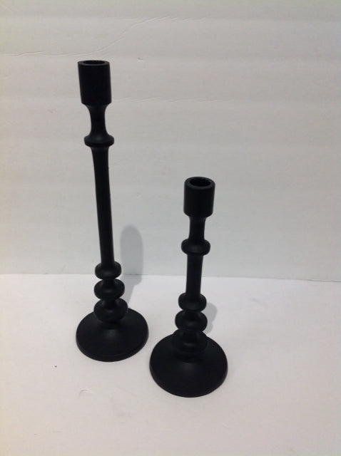 15",11" Graduated Black Resin Candlesticks