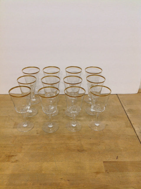 12 Lenox "Eternal" Gold Rim Wine Glasses