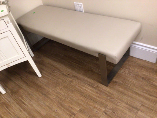 53" Beige Vinyl Chrome Base Bench