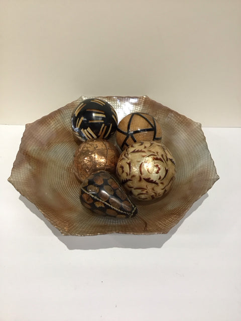 15" Art Deco Glass Centerpiece Bowl w/Spheres