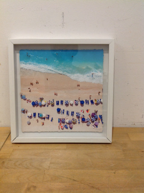 11.5" Sq Shadow Box Framed Beach Scene