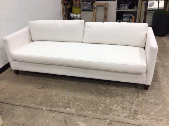 Klaussner White Fabric Track Arm Sofa