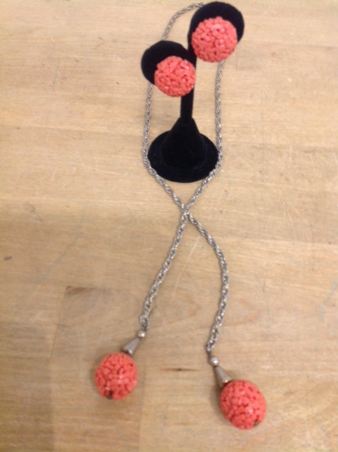 Necklace- Rope Chain Coral W Earring Set