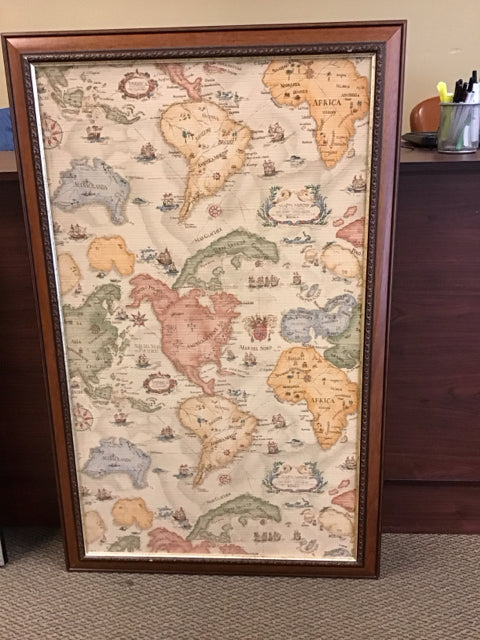 30x48 Framed Push-Pin "Mappa Mondo"