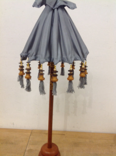 34" Grey Wood Balinese Umbrella