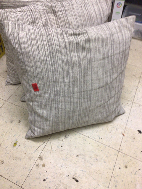 20" Cream Grey Stripe Fabric Pillow