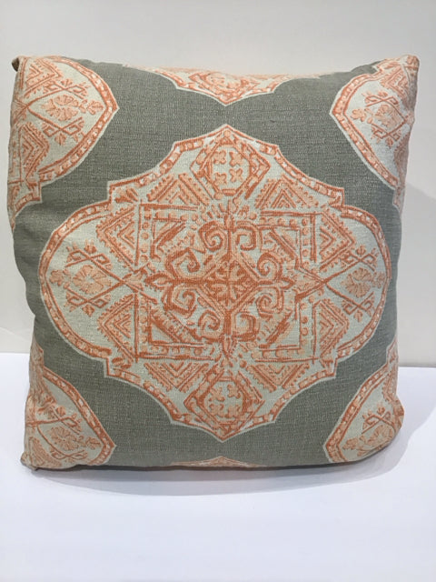 Grey/Orange White Medallion Pillow