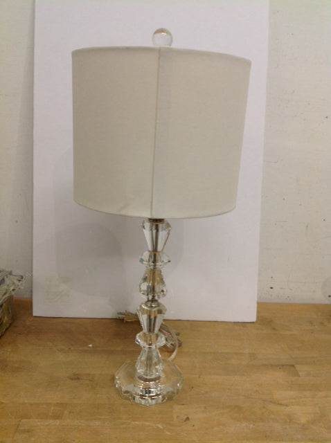 21" Glass Stacked Table Lamp w/Shade AS-IS