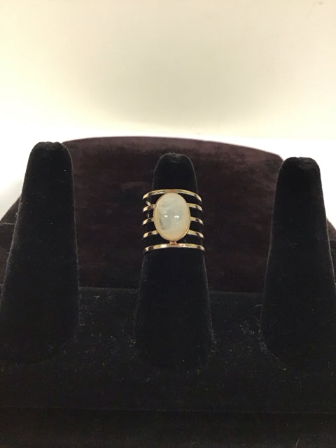 Gold Ring w/Oval Crystal Stone
