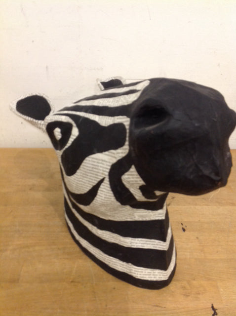 17" Paper Mache Zebra Head