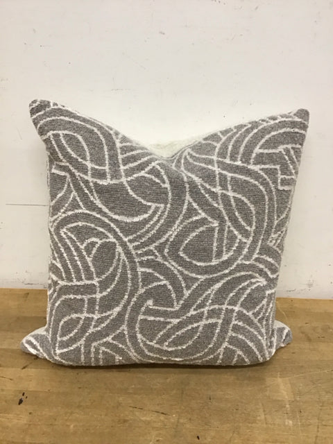 18" Gray & White Swirling Pattern Down Filled Pillow
