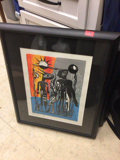 19 1/2" X 23 1/2" Black Framed Tribal Print