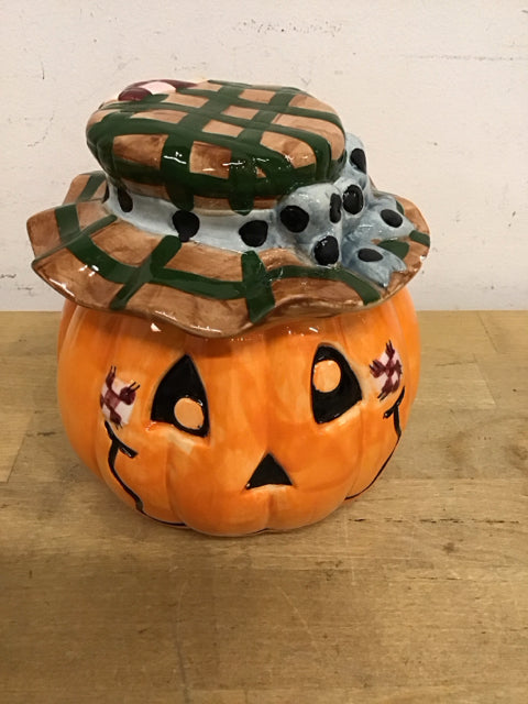 5.5" Ceramic Pumpkin W/Hat