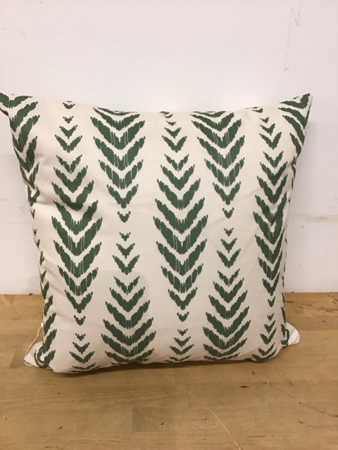 19" Ivory With Green Pattern Down Filled Pillow