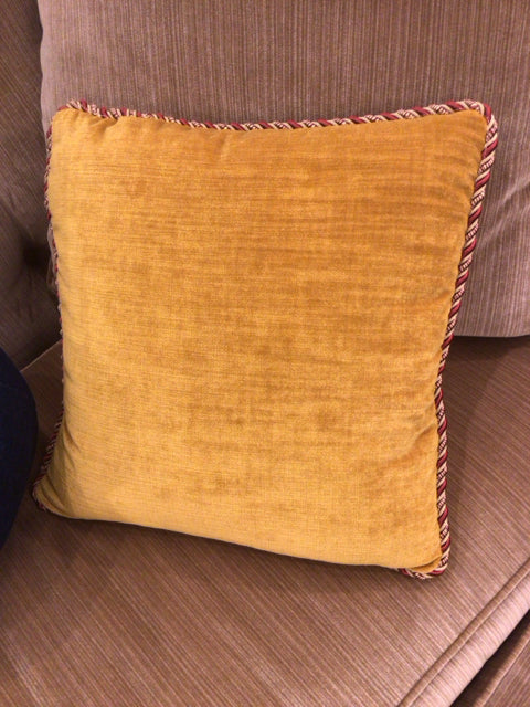 Small Square Gold Pillow W/Red & Gold Twisted Border