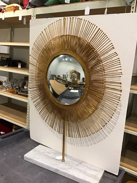 32"Rd Gold Metal Starburst Sculpture on Marble