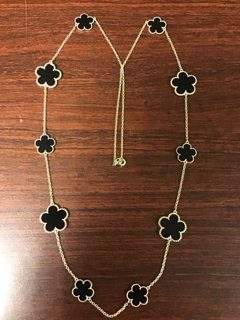 36" Van Cleef Like Black CloverNecklace