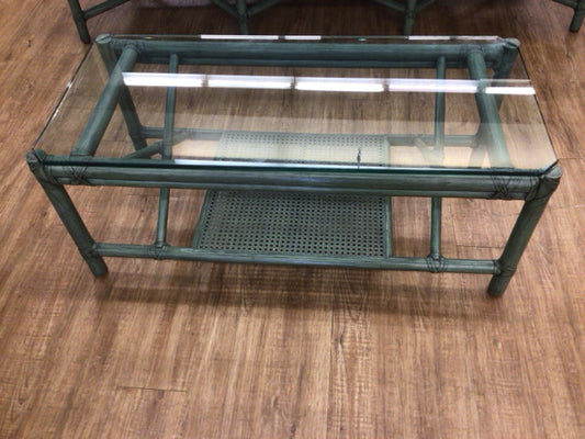 39 5/8" X 17 3/4" Mcguire Rectangle Glass Top Coffee Table