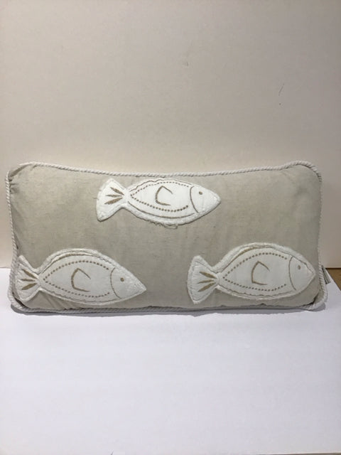 Tan Pillow w/Fish Design