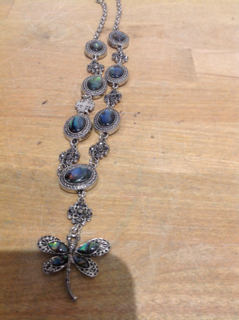 Necklace- Silver Stone Dragonfly