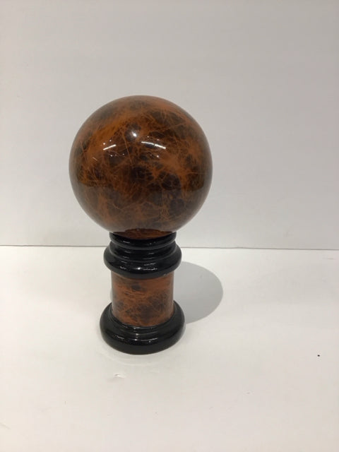 7" Small Brown Ceramic Ball w/Matching Stand