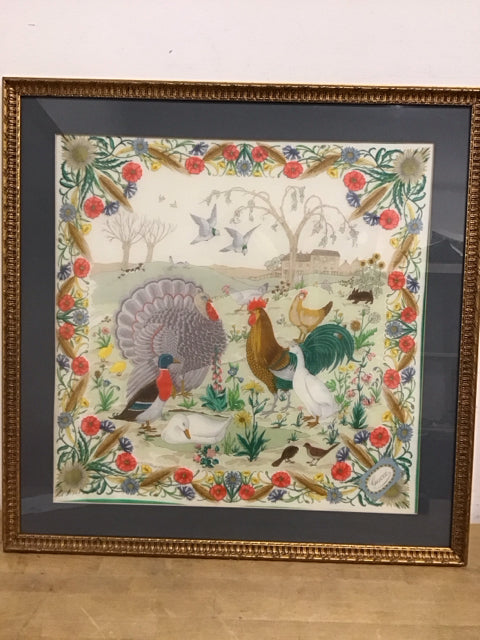 29"x29" 1970 Gucci Scarf By Vittorio Accornero Framed Art