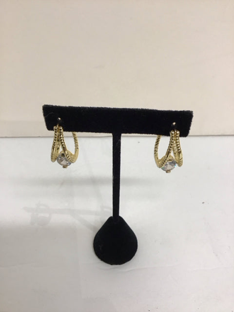 Dior Style Gold Floating Diamonds Earrings