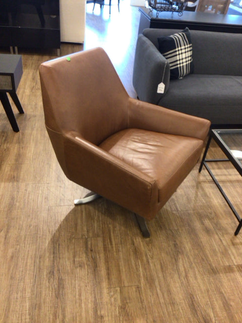 West Elm Austin Leather Swivel Arm Chair