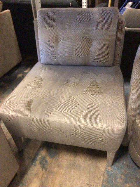 Grey Button Tufted Back Cushion Armless Chair