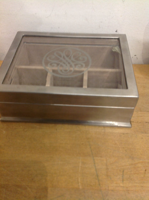 8" Silver & Glass Jewlery Box