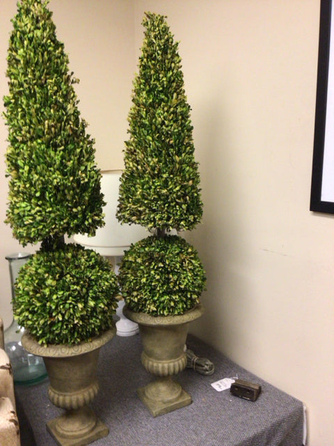 46" Faux Topiaries In Resin Planter