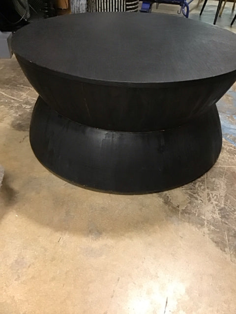 29" Black Textured Wood Coffee Table