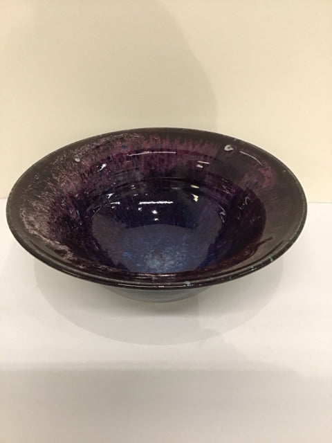 10"Rd Ceramic Bowl w/Purple/Blue Glaze