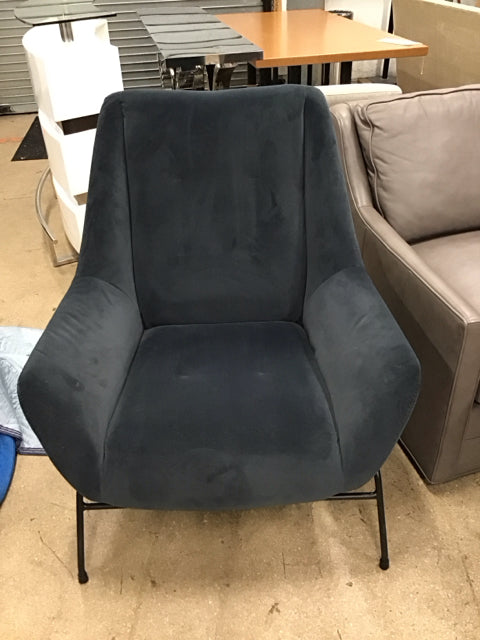 Grey Suede Upholstered Accent Chair
