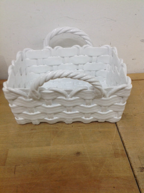 Basket- 11" White Ceramic